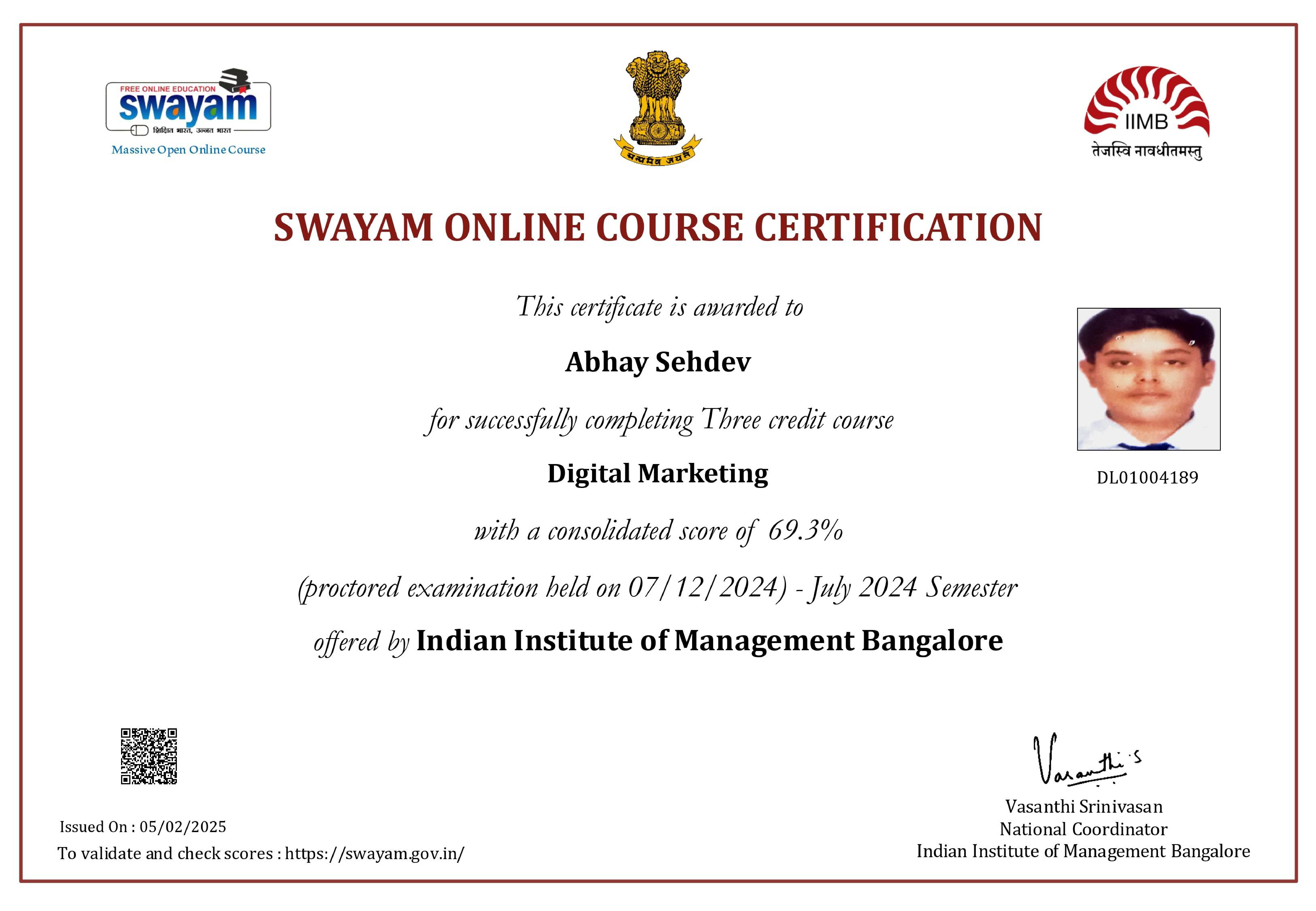 IIM Bangalore Digital Marketing Certificate